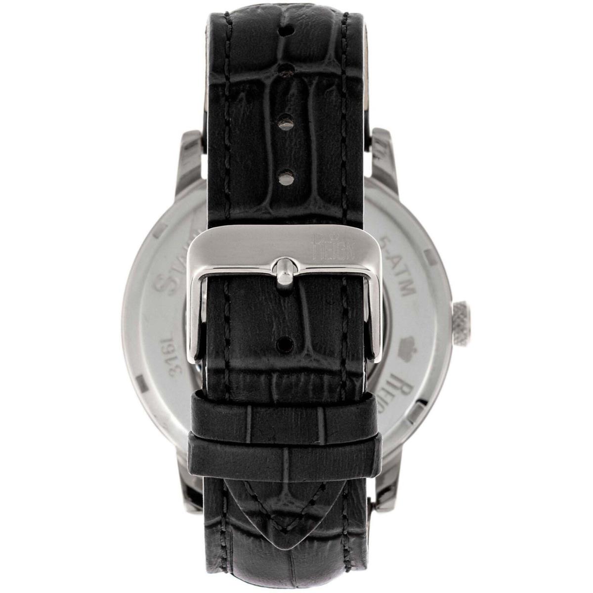 Reign Belfour Automatic Skeleton Leather-band Watch Silver/black : REIRN3607