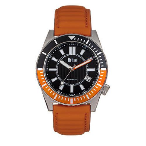 Reign Francis Leather-band Watch W/date - Black/orange