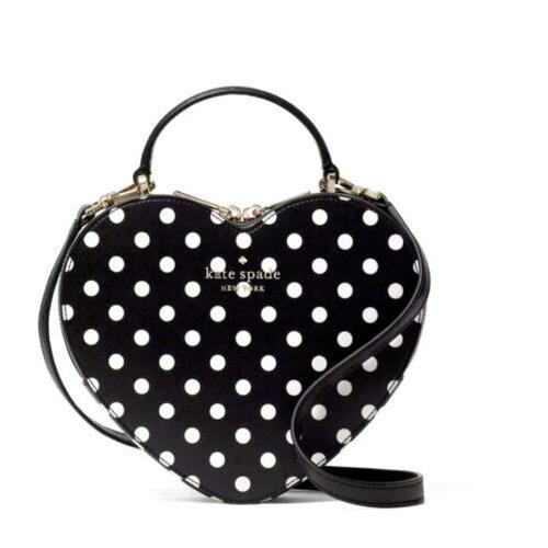 Kate Spade Heart SM Handbag X-body Polka Dot Black/white Bag+wallet Set Option