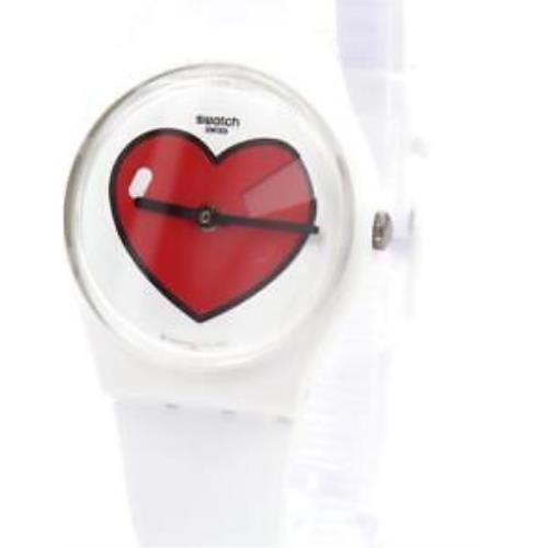 Swiss Swatch Love O`clock White Silicone Watch 34mm GW718