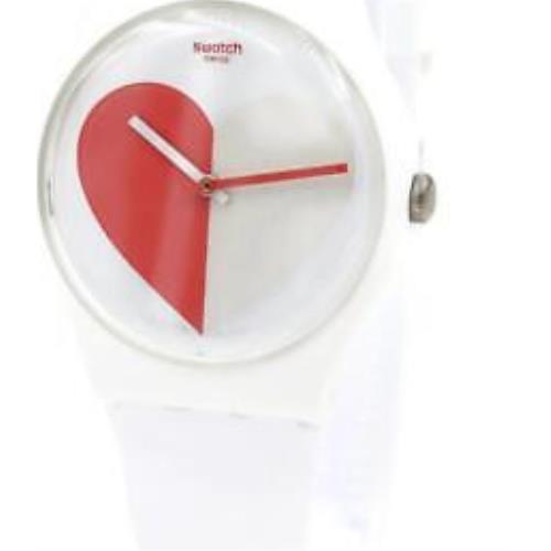 Swiss Swatch Half 3 Red White Silicone Watch 44mm SO29Z113