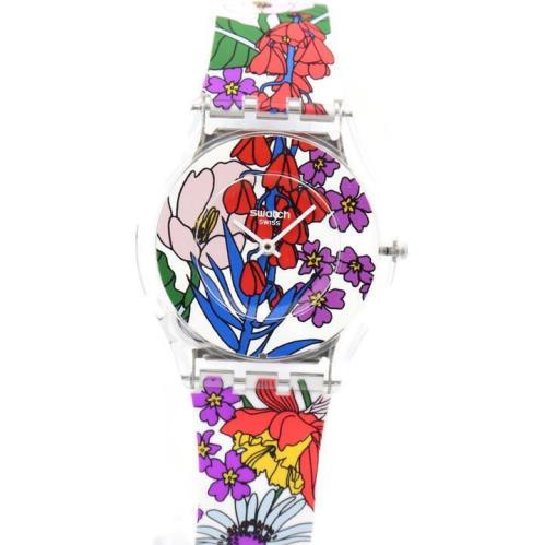 Swiss Swatch Botanical Paradise Silicone Women Skin Watch 34mm SS08K110