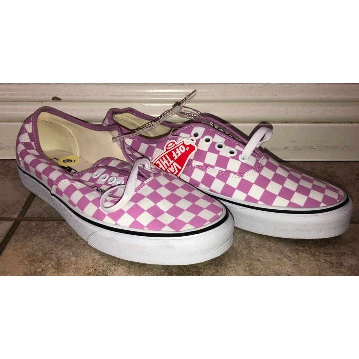 Vans Checkered Lace Up Skate Shoes Pink White Womens Sz 10.5