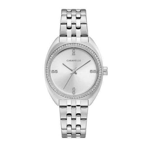 Caravelle Women`s Watch Silver Tone Dial Stainless Steel Bracelet Crystal 43L214