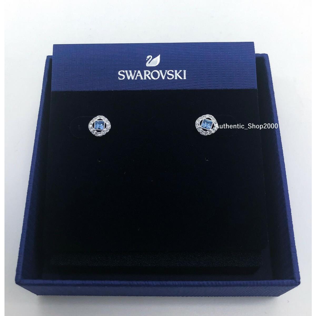 Swarovski Brand Blue White Crystal Angelic Pierced Stud Earrings 5352048