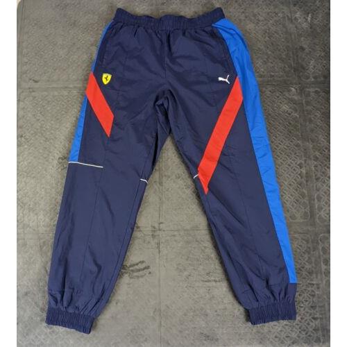Puma Ferrari Sweatpants Men Large Blue Athletic Cuffed Ankles Zip Pockets
