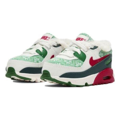 Nike Air Max 90 TD `christmas Sweater` Shoes DC1623-100 - White/University Red