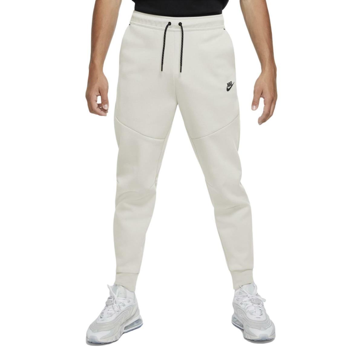 Nike Sportswear Men`s Tech Fleece Joggers Pants Light Bone CU4495-072 - Light Bone/Black