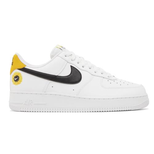 Nike Mens Air Force 1 `07 LV8 2 Basketball Shoes - White/Dark Sulphur/Opti Yellow/Black , White/Dark Sulphur/Opti Yellow/Black Manufacturer