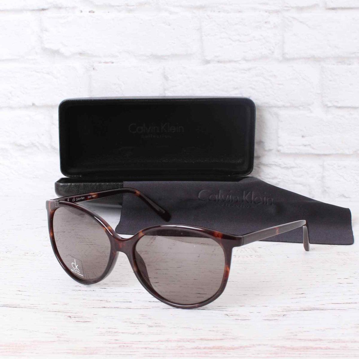 Calvin Klein Sunglasses Women Round Brown Gray Lens Frames Acetate