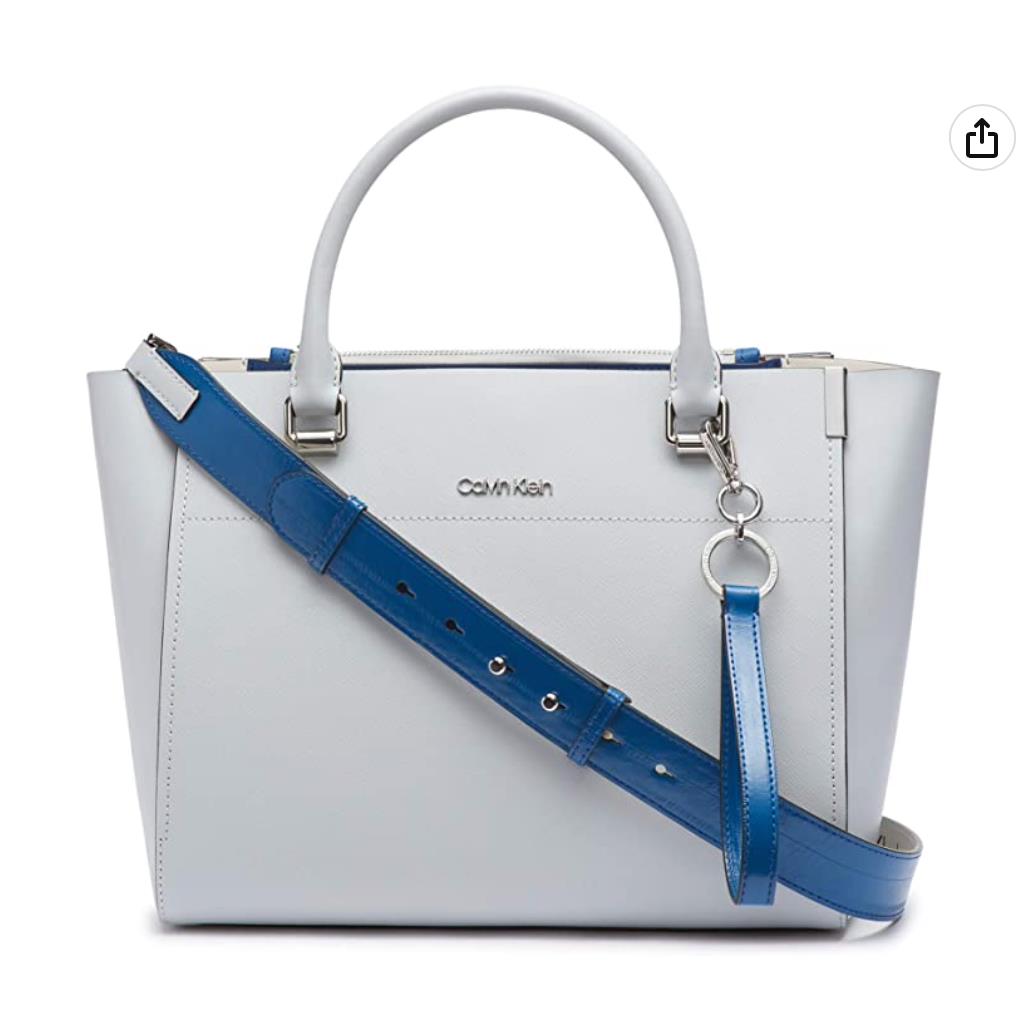 calvin klein raelynn saffiano leather satchel