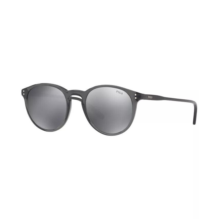 Polo Ralph Lauren Round Sunglasses 0PH4110 7862 Grey 50-21-145 w/ Case Box - Transparent Grey Frame, Blue Lens