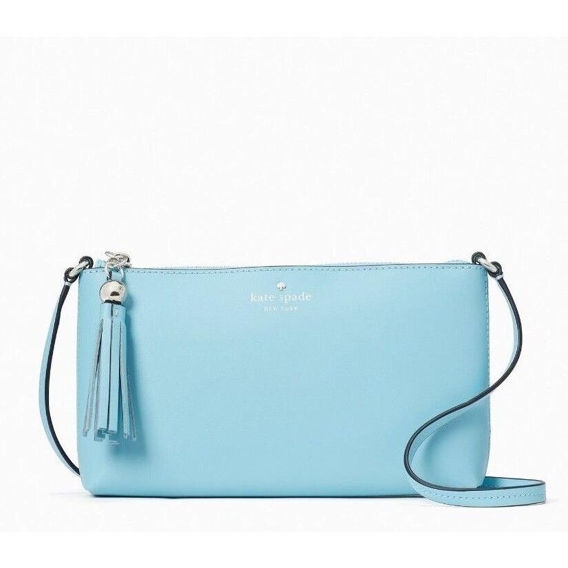 New Kate Spade Amy Ivy Street Crossbody Smooth Leather Fountain Blue