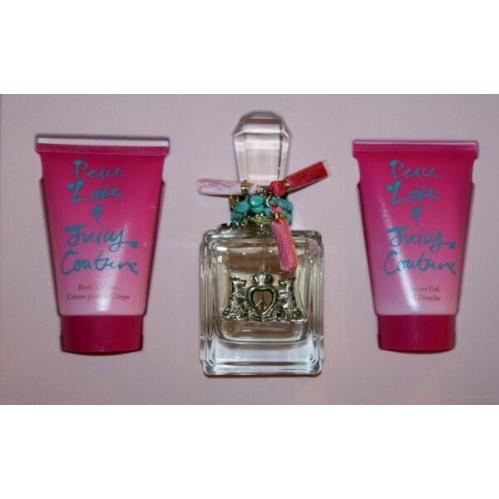 Peace Love Juicy Couture 3.4 oz Perfume Edp +4.2 oz Body Creme Shower Gel