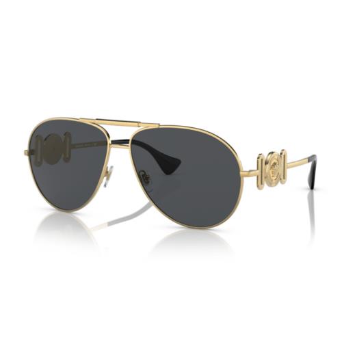 Versace Sunglasses VE2249 100287 65mm Gold Dark Gray
