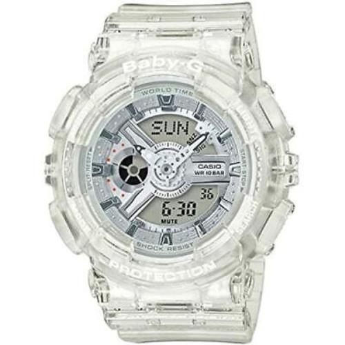 Casio Baby-g BA-110CR-7ADR White Resin Quartz Digital Analog Women`s Watch