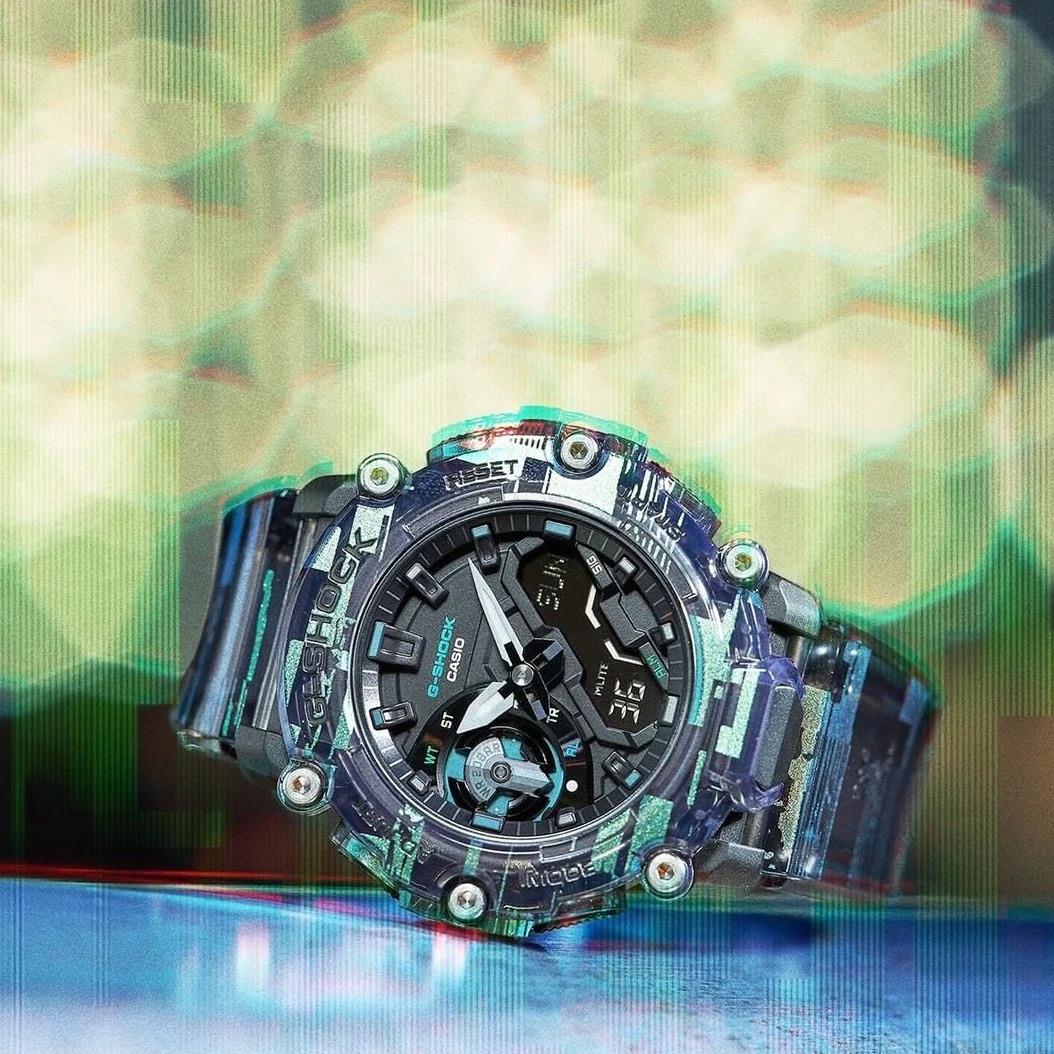 G-shock GA2200 Ana-digi Digital Glitch Black Green Watch