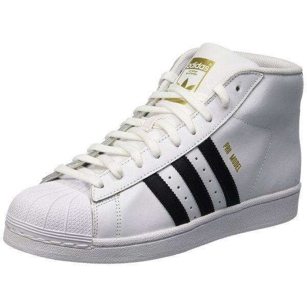 Adidas Pro Model S85956 Men`s Black/white Leather Sneaker Shoes Size US 9.5 GI21 - Black/White