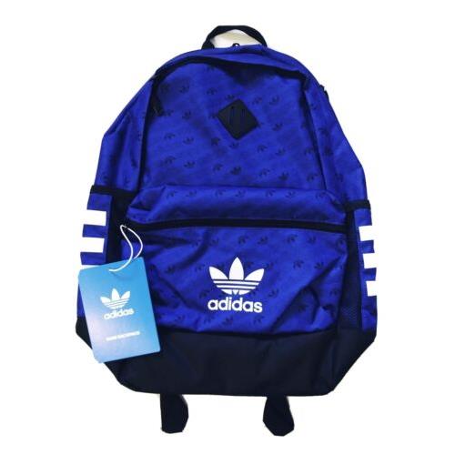 Adidas Originals Base Backpack 3 Stripes Backpack Blue Monogram School Bag - Power Blue Monogram/White