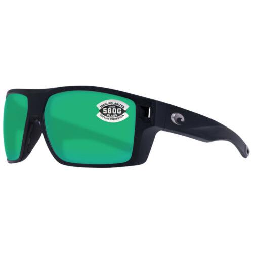 Costa Del Mar Diego 62mm Green Mirror Polarized 580G Sunglasses Dgo 11 Ogmglp - Matte Black Frame, Green Lens
