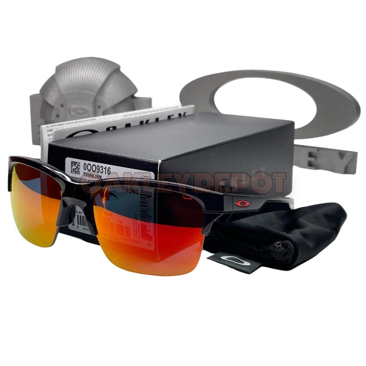 Oakley Thinlink 009316 Black Ink/ruby Iridium Polarized Sunglasses 213 - Frame: BLACK INK, Lens: