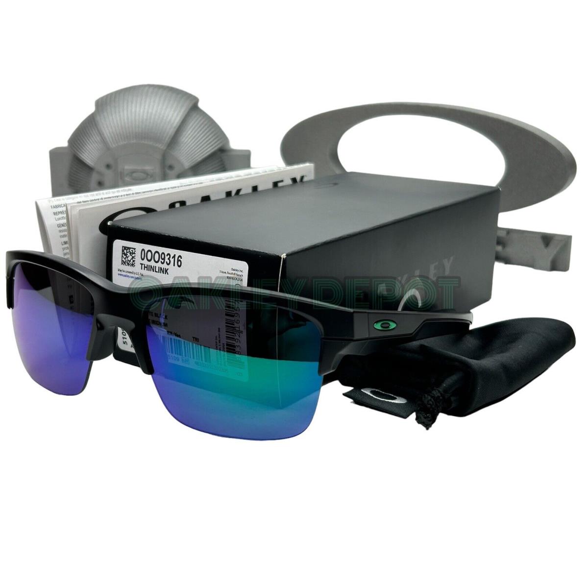 Oakley Thinlink 009316 Matte Black/jade Iridium Sunglasses 64