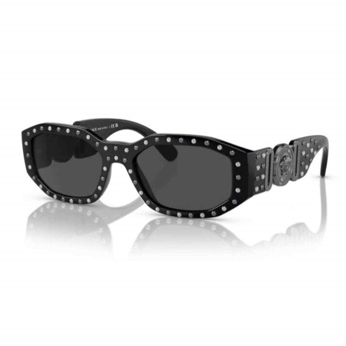 Versace VE4361 539887 Medusa Biggie Black Silver Studs Grey Sunglasses