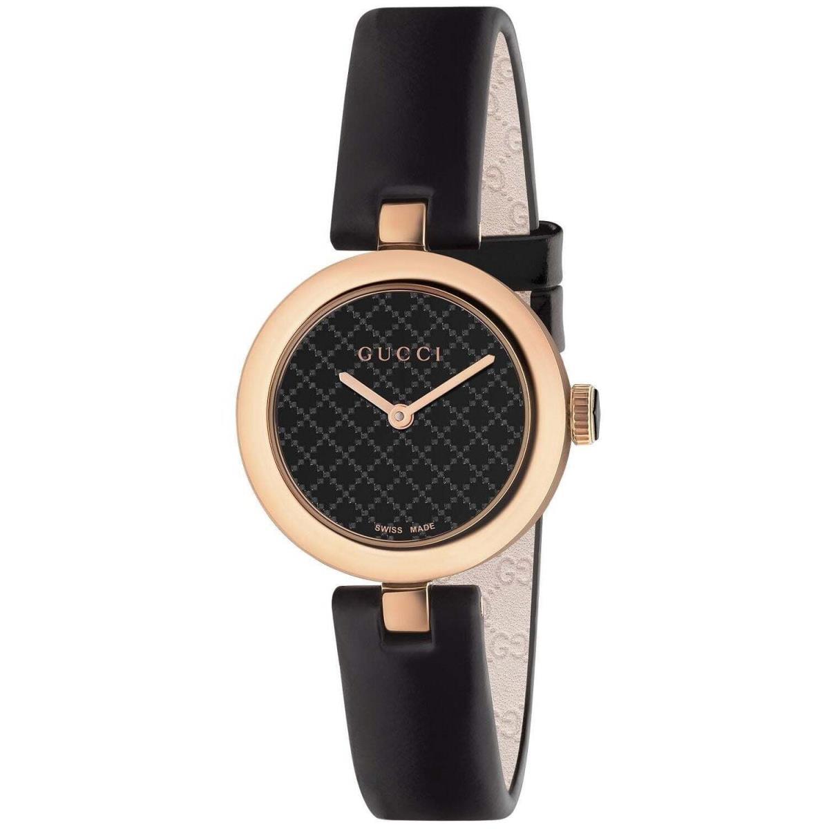 Gucci YA141501 Diamatissima 22MM Women`s Black Leather Watch