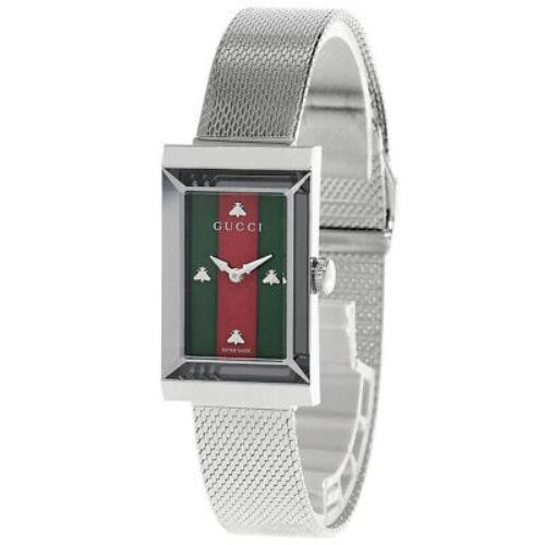 Gucci G-frame 21MMX34MM Green/red Mop Dial Mesh Bracelet Watch YA147401