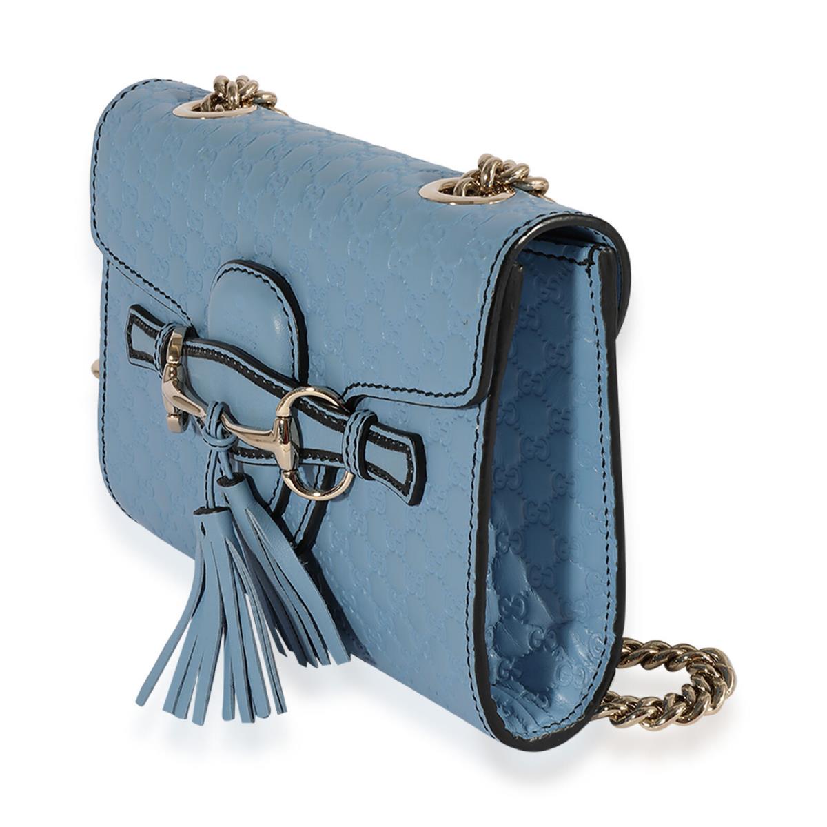 Gucci Guccissima Mini Emily Leather Crossbody Bag 449636 Baby Blue