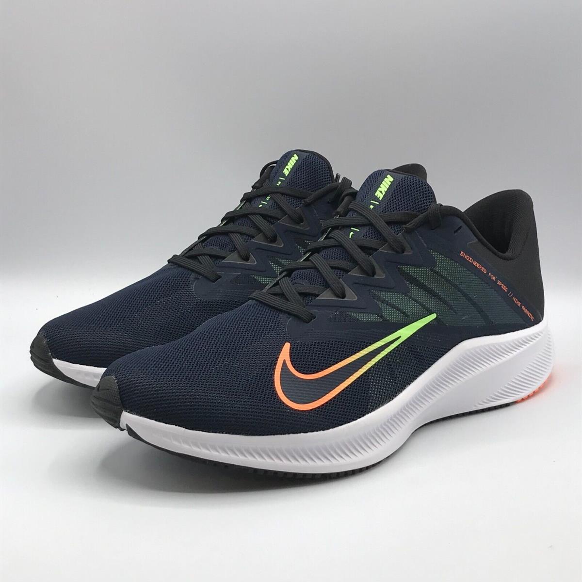 Nike Quest 3 Shoes Mens Size 11.5 Obsidian Blue Atomic Orange Running Sneakers