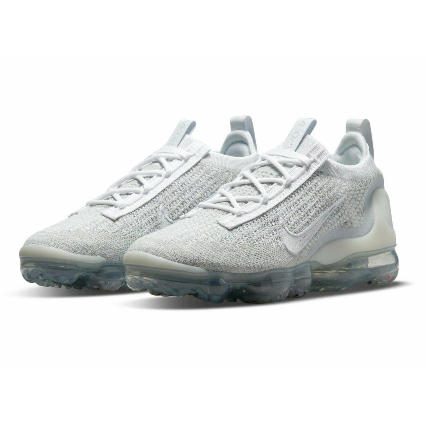 Nike Air Vapormax 2021 FK Womens Size 10.5 Sneaker Shoes DC4112 100 White Pure