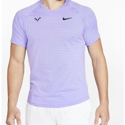 Nike Rafa Rafael Nadal Aeroreact Purple Tennis Shirt Crew CI9152-531 Mens L
