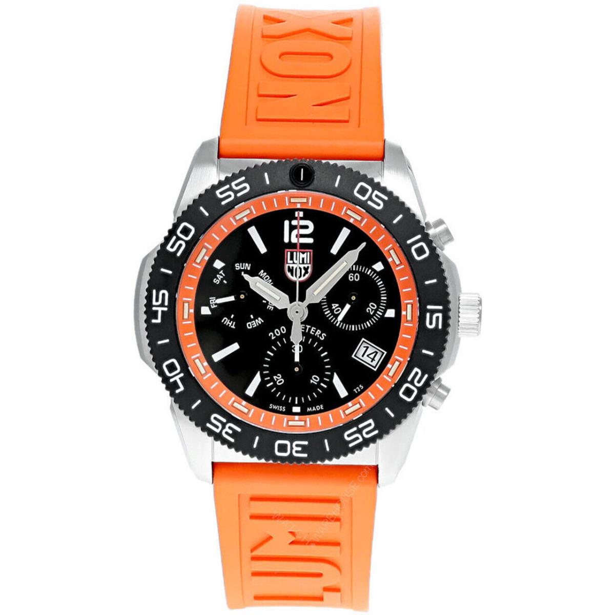Luminox Pacific Diver Chrono 44MM Orange Rubber Men`s Watch XS.3149 - Black Dial, Orange Band, Black Bezel