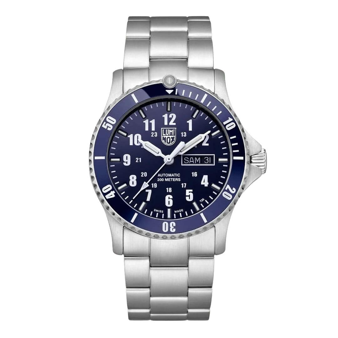 Luminox Men`s Watch Sport Timer Automatic Blue Dial Silver Bracelet 0924