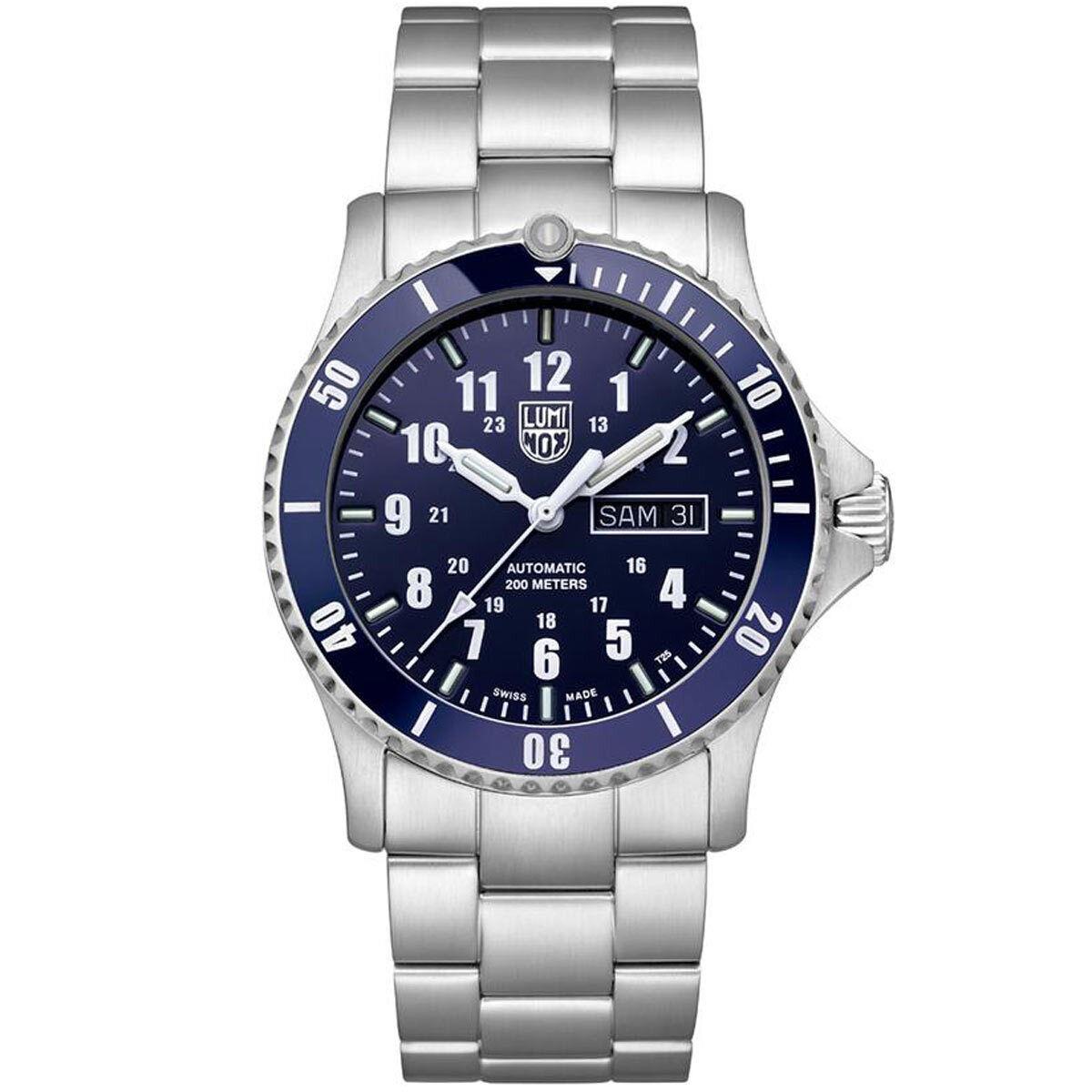 Luminox Men`s Watch Sport Timer Automatic Blue Dial Silver Steel Bracelet 0924