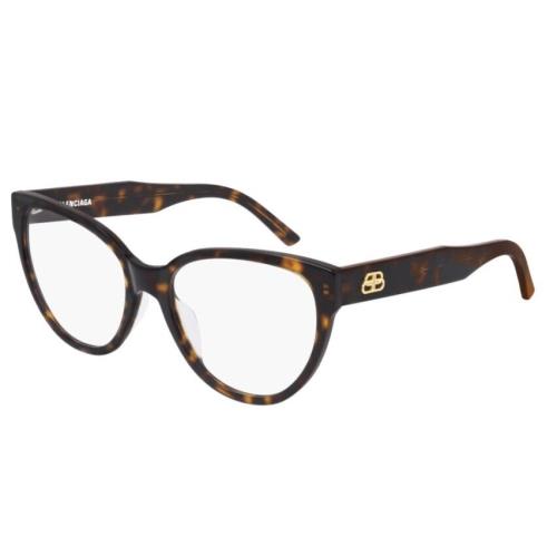 Balenciaga BB0064O 002 Havana/havana Cat- Eye Full-rim Women`s Eyeglasses