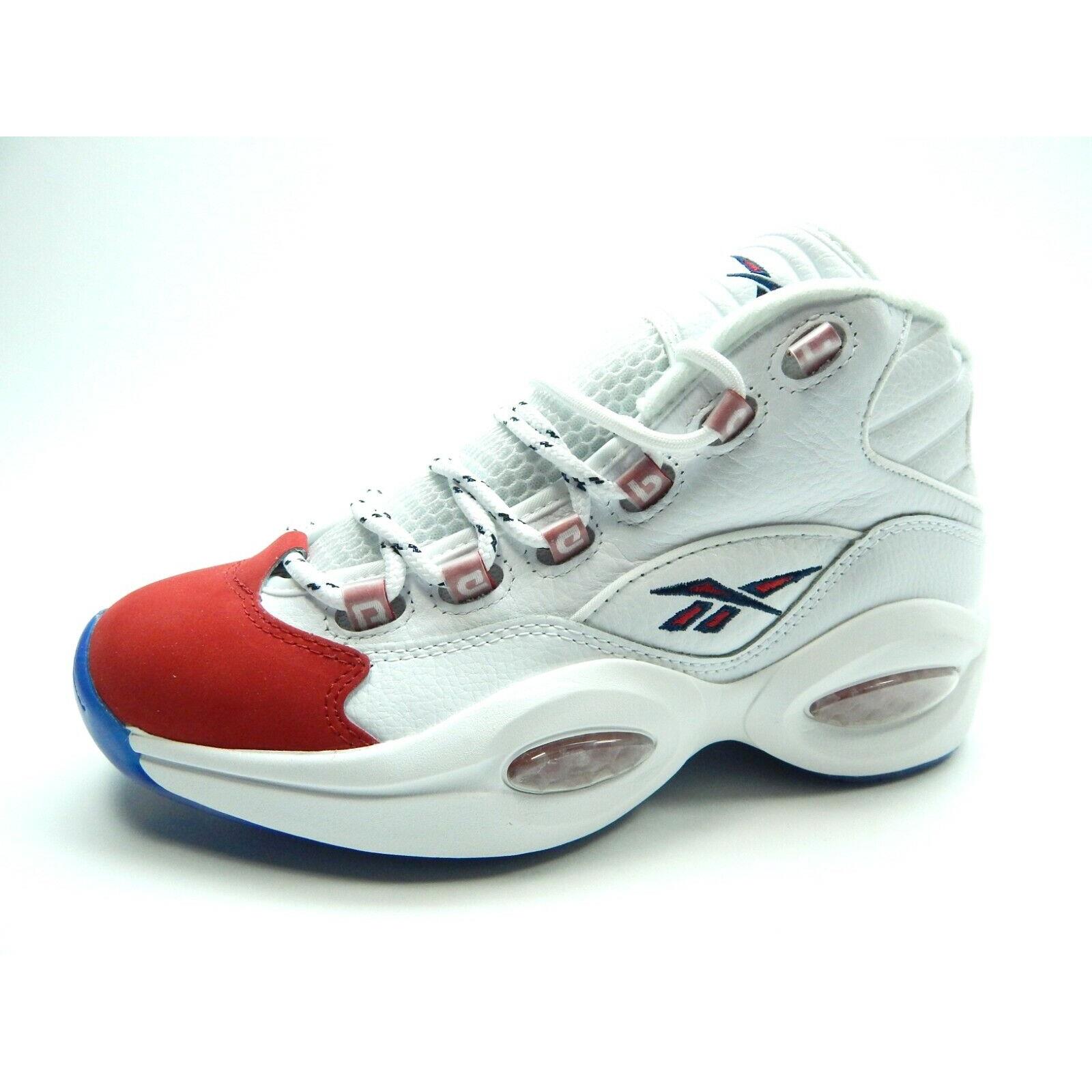 Reebok Question Mid Basketball White Red Blue FY1018 Men Shoes Size 7