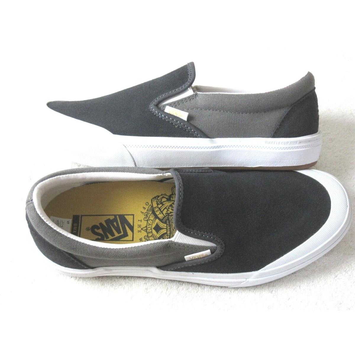 Vans Men`s Bmx Slip On Dan Lacey Canvas Suede Shoes Asphalt Pewter Grey