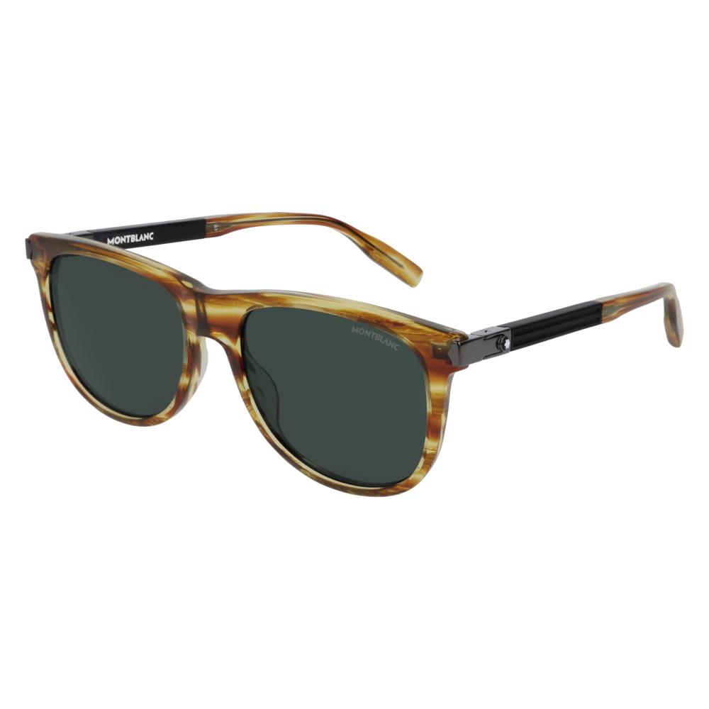 Montblanc MB0031S-004 Havana Black / Green Tinted Sunglasses