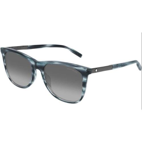Montblanc MB0017S-009 Blue Ruthenium / Gray Gradient Sunglasses