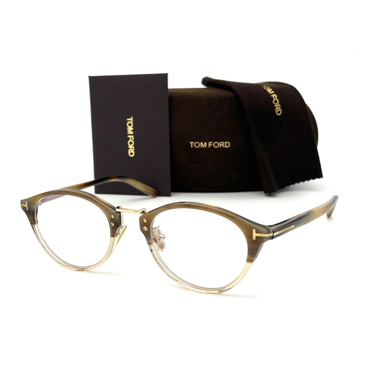 Tom Ford FT5728-B 055 Horn with Beige Fade / Blue Block 51mm Eyeglasses TF5728-B