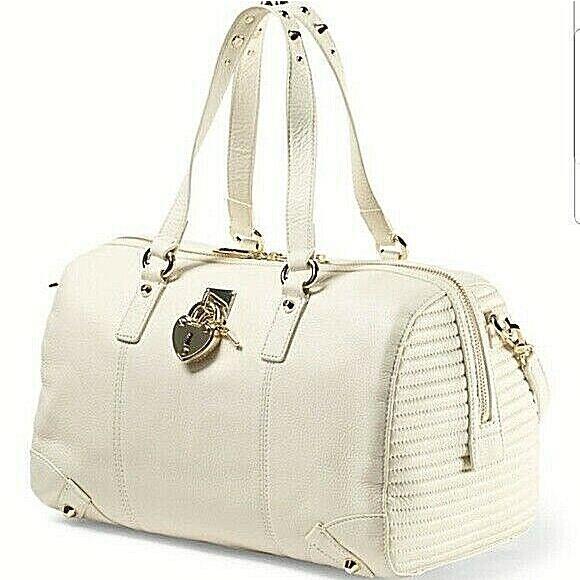 Juicy Couture Ivory Leather Detachable Strap Steffy Shoulder Satchel