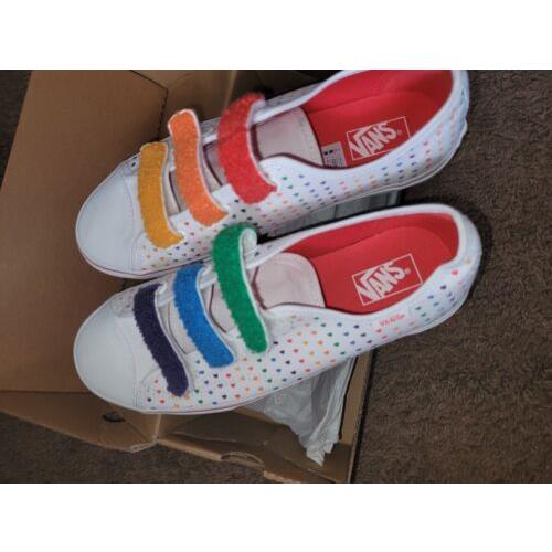 Vans Rainbow Dot Hearts Straps Shoes Size 7 Youth Womans 8.5