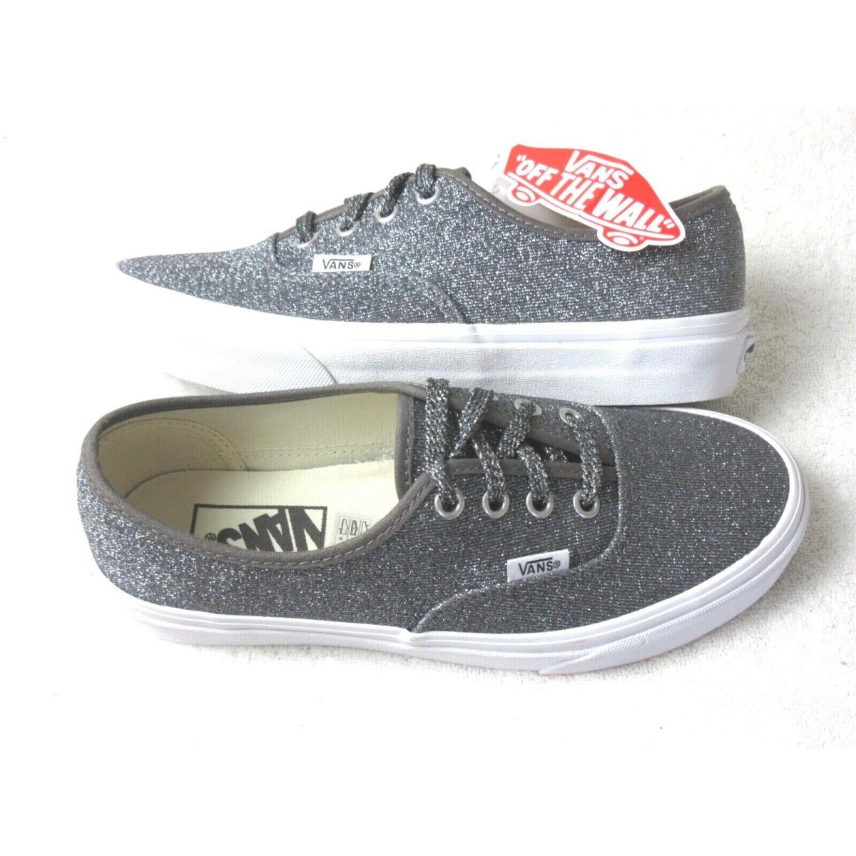 Vans Women`s Lurex Glitter Black True White Grey Shoes Size 6.5