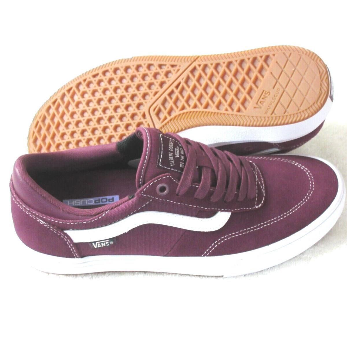 Vans Men`s Gilbert Crocket Mauve Wine Purple White Canvas Suede Shoes Size 12