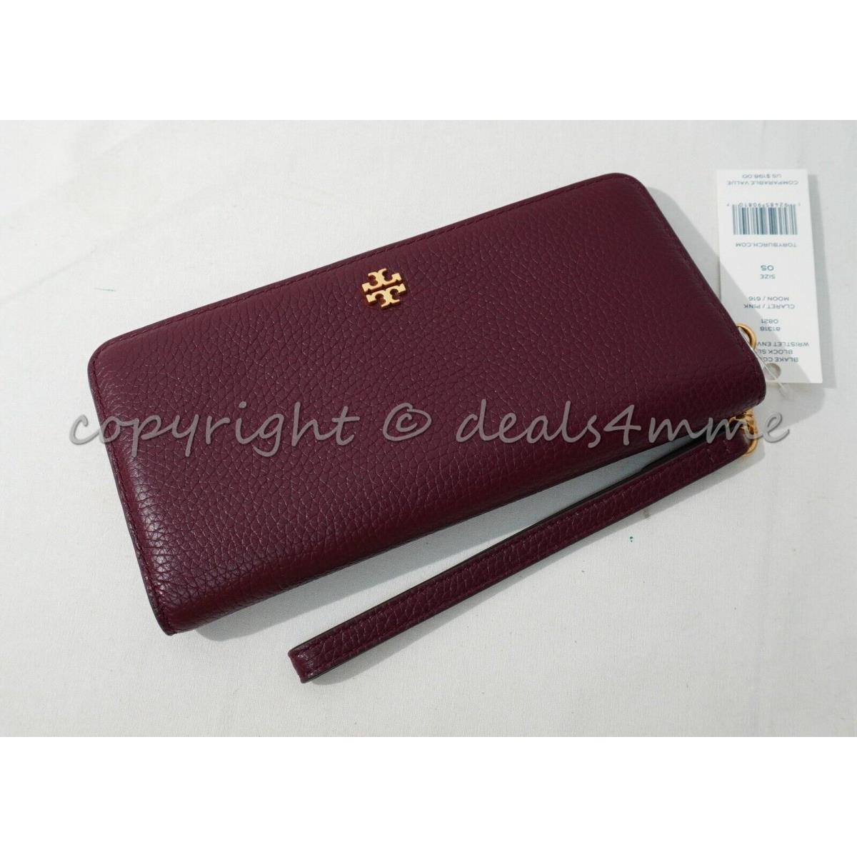 Tory Burch Blake Color-block Slim Leather Wallet/wristlet in Claret/pink