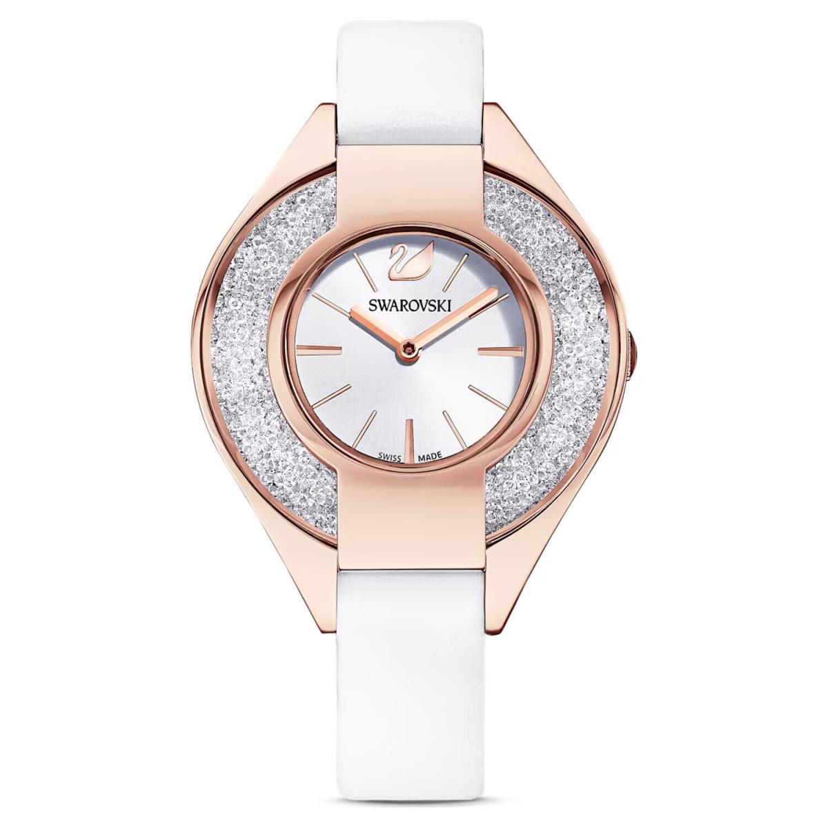 Swarovski Crystalline Sporty Watch Leather Strap White Rose Gold -5547635