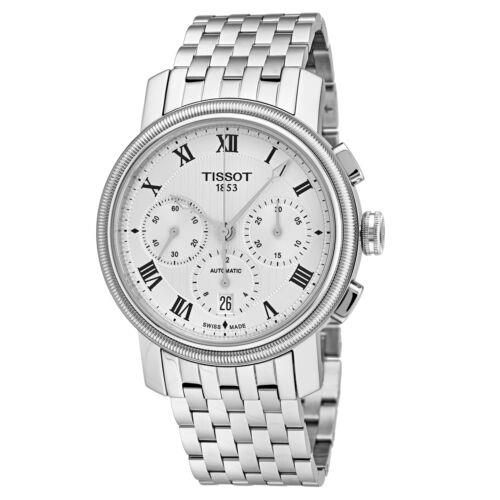 Tissot Men`s T0974271103300 Bridgeport 42mm Automatic Watch - Silver Dial, Silver Band, Silver Other Dial
