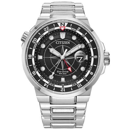 Citizen Men`s Watch Endeavor Eco-drive Black Dial Silver Bracelet BJ7140-53E - Black Dial, Silver Band